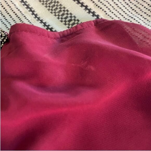 Express Dark Red Beaded Collar Mini Dress size XS Pleated Dark Romantic Vamp - Picture 12 of 14